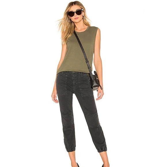 Nili Lotan Cropped French Military Pants Zip Jogger Ankle Carbon 4 - Picture 1 of 14